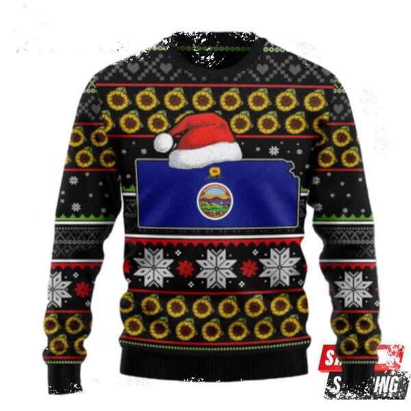 Kansas Sunflower Ugly Christmas Sweaters - available at - rugbyfanstore.com