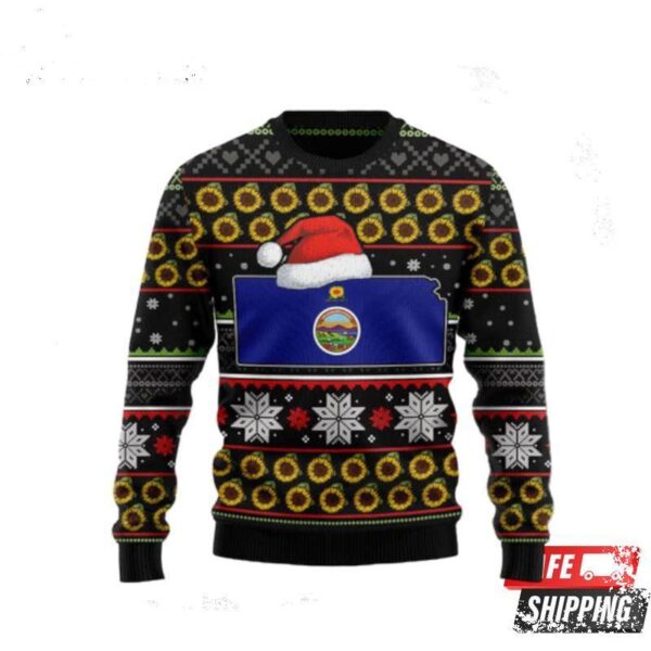 Kansas Sunflower Ugly Christmas Sweaters - available at - rugbyfanstore.com