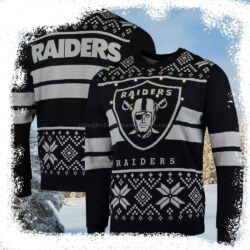 Lights and Raiders Logo Print Ugly Christmas Sweater - available at - rugbyfanstore.com