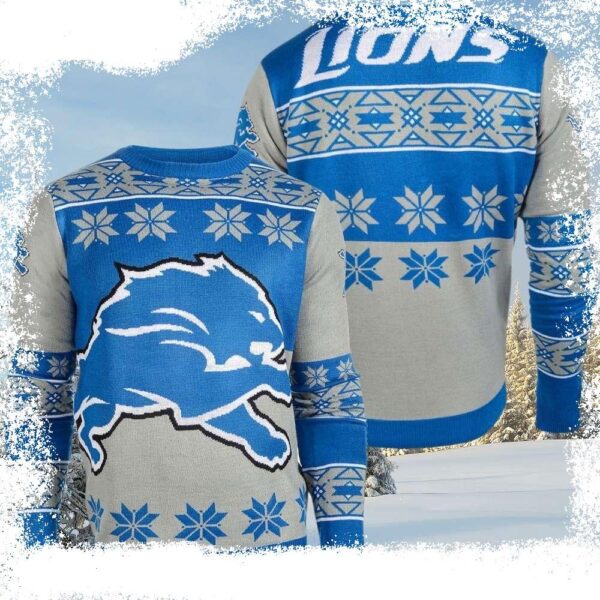 Lions Big Logo Ugly Christmas Sweater – Perfect Gift For Him - available at - rugbyfanstore.com