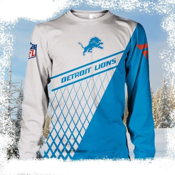 Lions Logo Print Ugly Christmas Sweater For Detroit Lions Fans - available at - rugbyfanstore.com