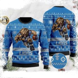 Lions Ugly Christmas Sweater – Team Mascot Graphics For Detroit Lions Fans - available at - rugbyfanstore.com