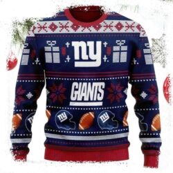 Logo And Snowflake Pattern New York Giants Ugly Sweater – Winter Team Pride - available at - rugbyfanstore.com