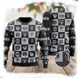 Logo Checkered Flannel Las Vegas Raiders Ugly Christmas Sweater – For True Fans - available at - rugbyfanstore.com