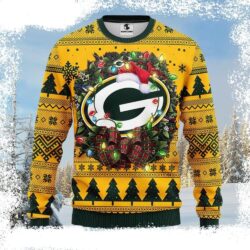 Logo Print And Christmas Light Green Bay Packers Ugly Sweater - available at - rugbyfanstore.com