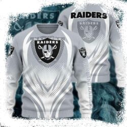 Logo Print Oakland Raiders Ugly Christmas Sweater – Ideal Gift For Him - available at - rugbyfanstore.com