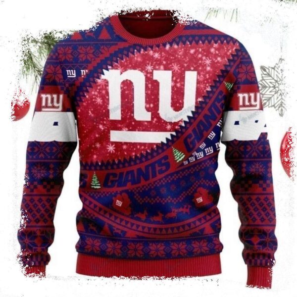 Logo Snowflake Pattern Ny Giants Ugly Sweater – Festive Team Fashion - available at - rugbyfanstore.com