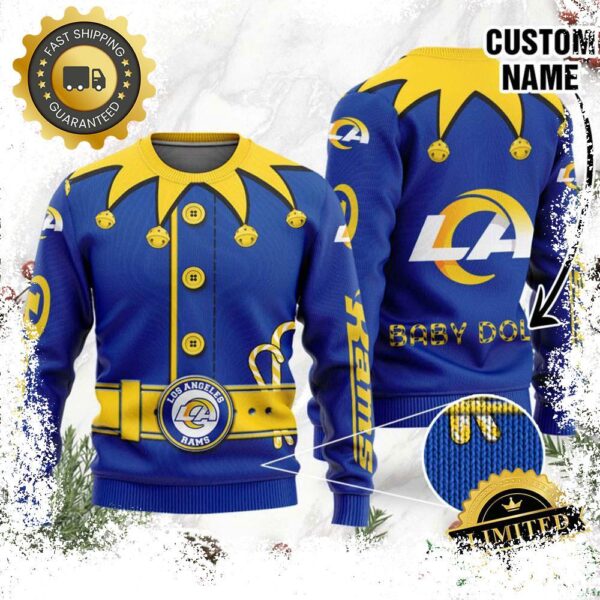 Los Angeles Rams Ugly Sweater Custom Name NFL Football Gift For Holiday - available at - rugbyfanstore.com