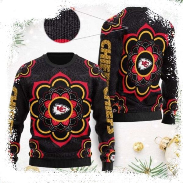 Mandala Logo Pattern Kc Chiefs Christmas Sweater – Unique Gift For Fans - available at - rugbyfanstore.com