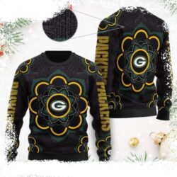 Mandala Logo Print Green Bay Packers Ugly Christmas Sweater - available at - rugbyfanstore.com