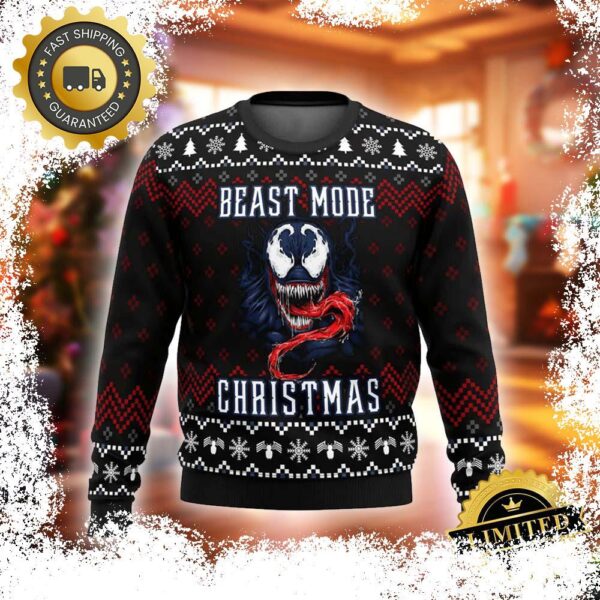 Marvel Venom Beast Mode Ugly Christmas Sweater - available at - rugbyfanstore.com