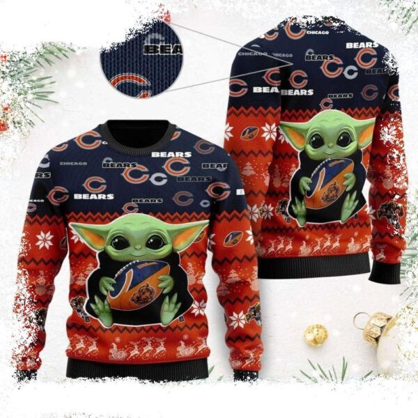 Men’s Chicago Bears Ugly Sweater – Baby Yoda Edition - available at - rugbyfanstore.com