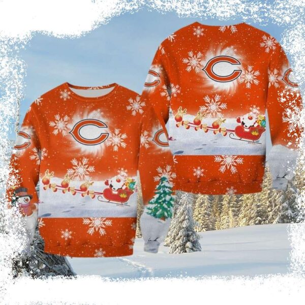 Men’s Chicago Bears Ugly Sweater – Logo Print With Santa And Reindeer - available at - rugbyfanstore.com