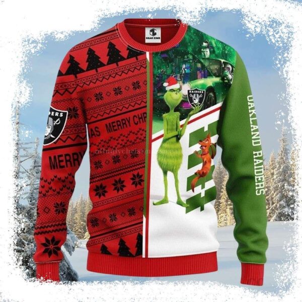 Mens Oakland Raiders Christmas Sweater With Grinch – Scooby - available at - rugbyfanstore.com