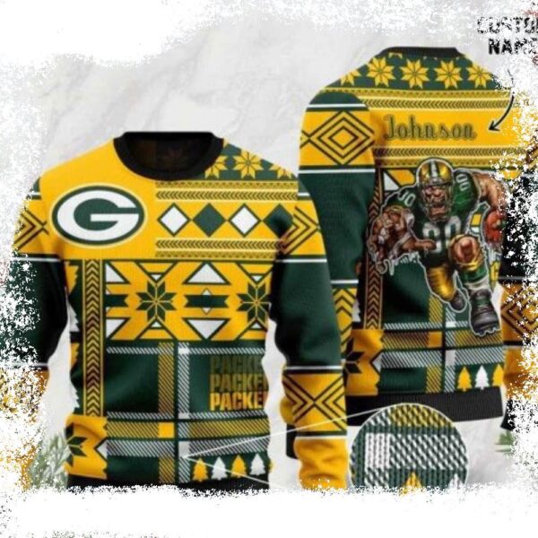 Merry Moments With The Mascot – Green Bay Packers Ugly Sweater - available at - rugbyfanstore.com