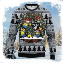 Minion And Laurel Wreath Raiders Ugly Christmas Sweater – Ideal For Fans - available at - rugbyfanstore.com