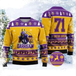 Minnesota Vikings Christian Darrisaw Player – Personalized Ugly Christmas Sweater - available at - rugbyfanstore.com