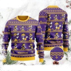 Minnesota Vikings Christmas Sweater – Logo And Mickey Mouse Graphics - available at - rugbyfanstore.com