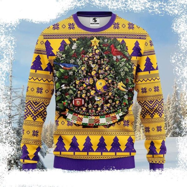 Minnesota Vikings Tree Ball Christmas Ugly Christmas Sweater – Gifts For Him - available at - rugbyfanstore.com