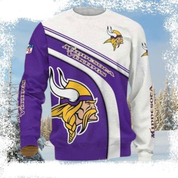 Minnesota Vikings Ugly Christmas Sweater – Festive Purple White Design - available at - rugbyfanstore.com