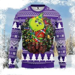 Minnesota Vikings Ugly Christmas Sweater – Grinch’s Football Hug Delight - available at - rugbyfanstore.com