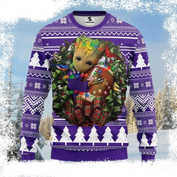 Minnesota Vikings Ugly Christmas Sweater – Groot’s Touchdown Hug - available at - rugbyfanstore.com