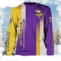 Minnesota Vikings Ugly Christmas Sweater – Logo Print With Stripes - available at - rugbyfanstore.com