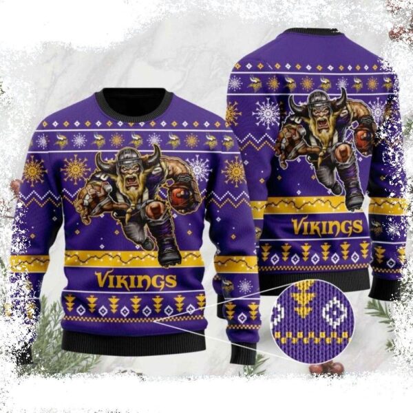 Minnesota Vikings Ugly Christmas Sweater – Players Football Graphic - available at - rugbyfanstore.com