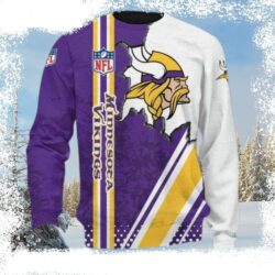 Minnesota Vikings Ugly Christmas Sweater – Purple White Logo Print For Him - available at - rugbyfanstore.com