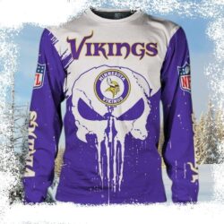 Minnesota Vikings Ugly Christmas Sweater – Skull Logo Print - available at - rugbyfanstore.com