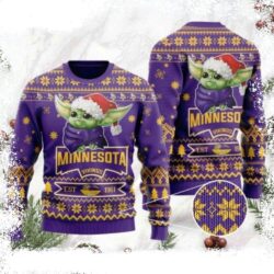 Minnesota Vikings Ugly Sweater – Cute Baby Yoda Grogu Design For Fan - available at - rugbyfanstore.com