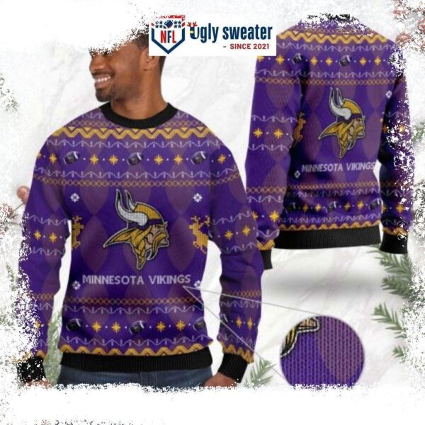 Mn Vikings Ugly Christmas Sweater – Classic Logo Print For Him - available at - rugbyfanstore.com