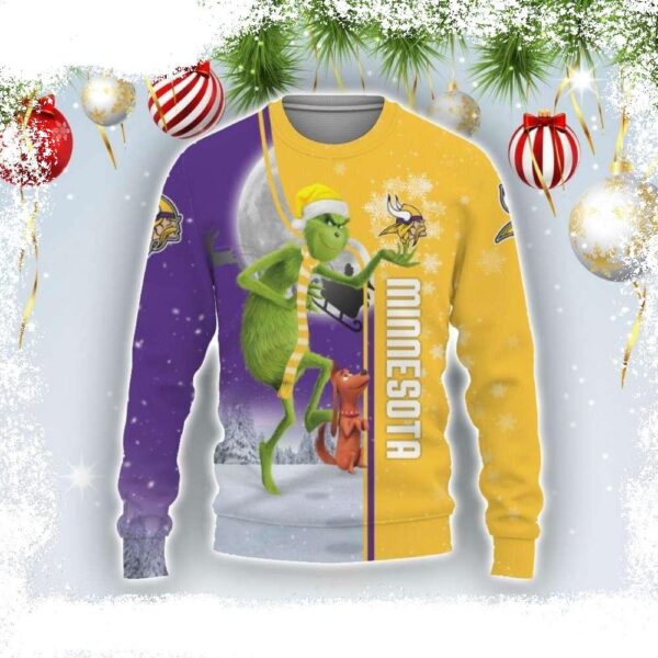 Mn Vikings Ugly Christmas Sweater – Grinch And Scooby - available at - rugbyfanstore.com