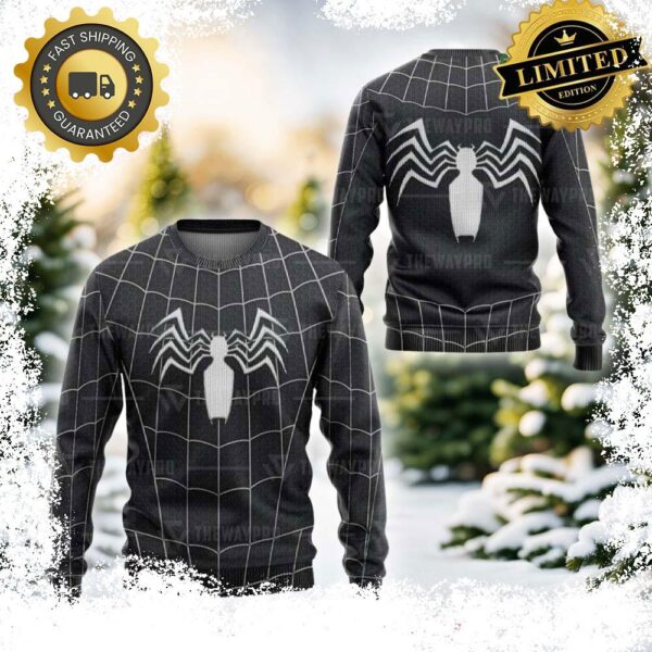 Movie Superhero Black Spiderman Suit Custom Imitation Knitted Ugly Sweater - available at - rugbyfanstore.com