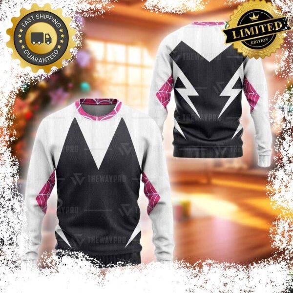 Movie Superhero Spiderman Gwen Into The Spider Verse Suit Custom Imitation Knitted Ugly Sweater - available at - rugbyfanstore.com