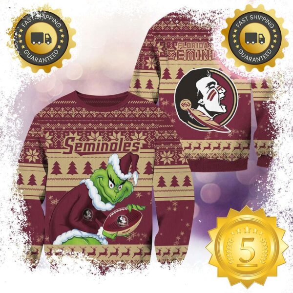 NCAA Florida State Seminoles Grinch Christmas Ugly Sweater Gift For Men And Women - available at - rugbyfanstore.com