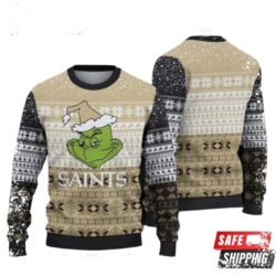 New Orleans Saints Christmas Grinch Ugly Christmas Sweaters - available at - rugbyfanstore.com