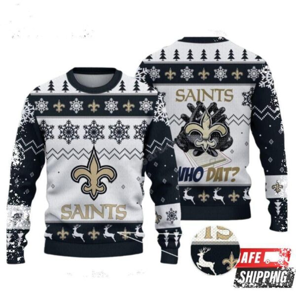 New Orleans Saints Nfl Big Logo Ugly Christmas Sweaters - available at - rugbyfanstore.com