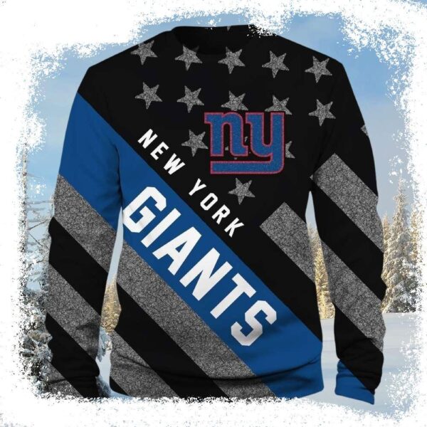 New York Giants American Flag Pattern Ugly Sweater – United Team Festivity - available at - rugbyfanstore.com