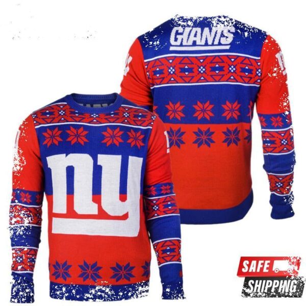 New York Giants Big Logo Nfl Ugly Christmas Sweaters - available at - rugbyfanstore.com