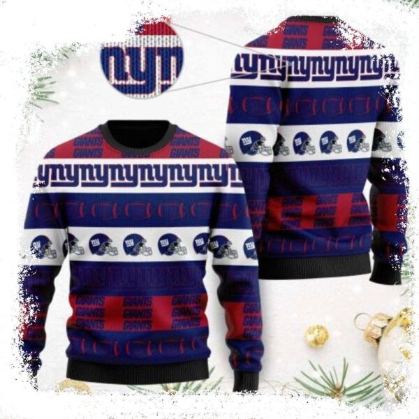 New York Giants Logo Helmet Symbols Pattern Ugly Christmas Sweater - available at - rugbyfanstore.com