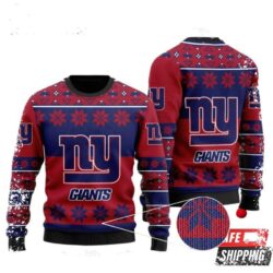 New York Giants Snowflakes Pattern Ugly Christmas Sweaters - available at - rugbyfanstore.com