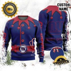 New York Giants Ugly Sweater Custom Name NFL Football Gift For Holiday - available at - rugbyfanstore.com