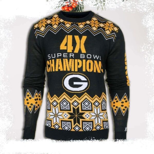 NFL 4X Super Bow Green Bay Packers Ugly Christmas Sweater - available at - rugbyfanstore.com