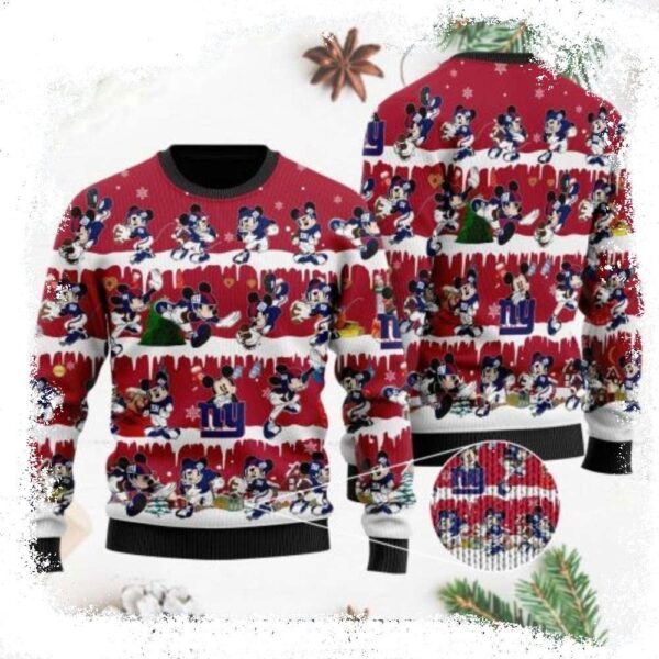 NFL American Football Player Mickey Mouse Ny Giants Ugly Christmas Sweater - available at - rugbyfanstore.com