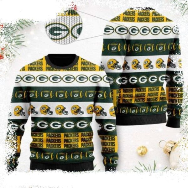 NFL American Football Team Logo Helmet Symbols Packers Christmas Sweater - available at - rugbyfanstore.com