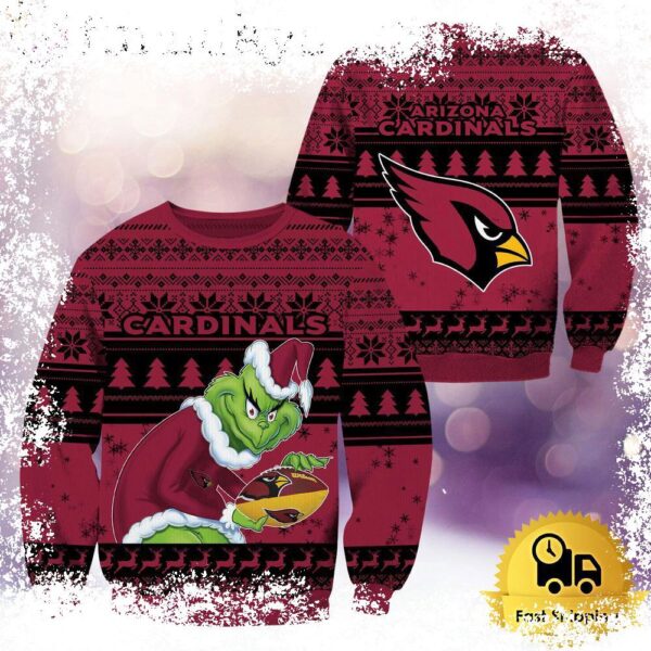 NFL Arizona Cardinals Grinch Custom Name Ugly Christmas Sweater - available at - rugbyfanstore.com