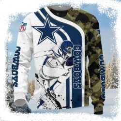 NFL Army – White Blue Camo – Dallas Cowboys Ugly Christmas Sweater - available at - rugbyfanstore.com