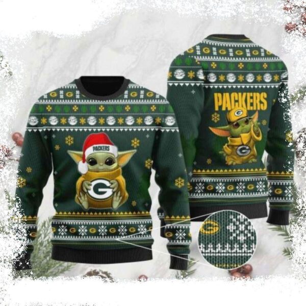 NFL Baby Yoda Love Green Bay Packers Ugly Christmas Sweater - available at - rugbyfanstore.com