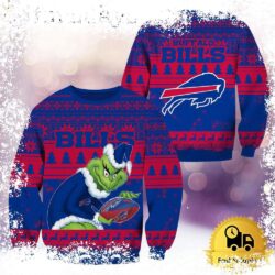 NFL Buffalo Bills Grinch Custom Name Ugly Christmas Sweater - available at - rugbyfanstore.com